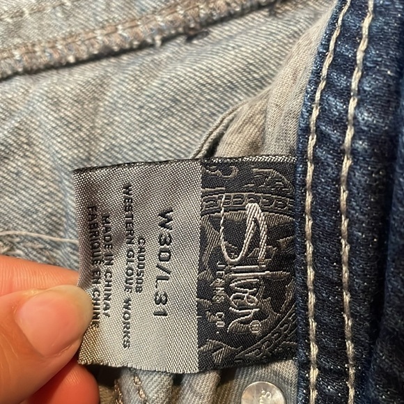 Silver Jean‎ Dark Wash Baby Boot Ripped Jean Size W30/L31 - Picture 5 of 8